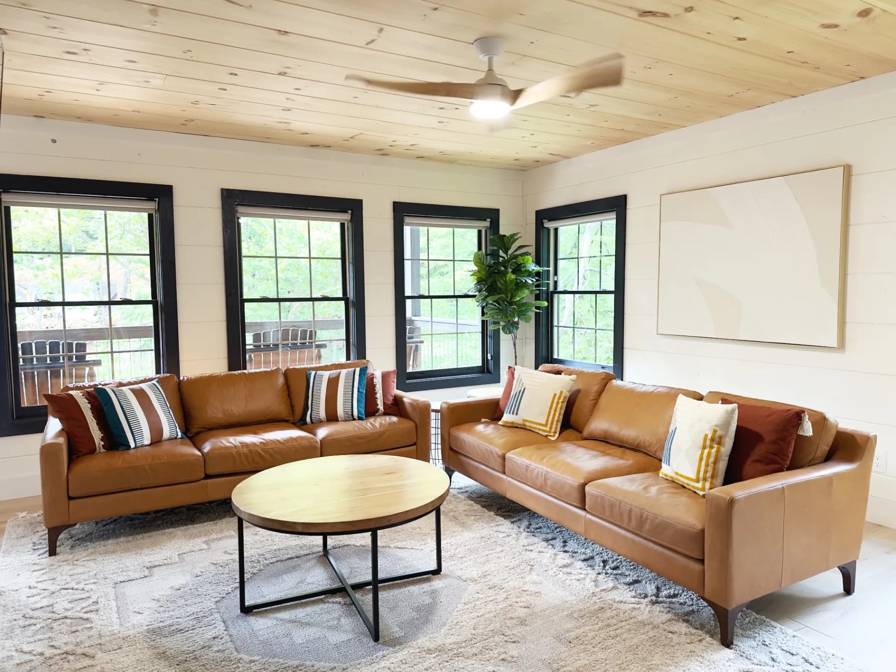 Spacious Living Room with Leather Seating