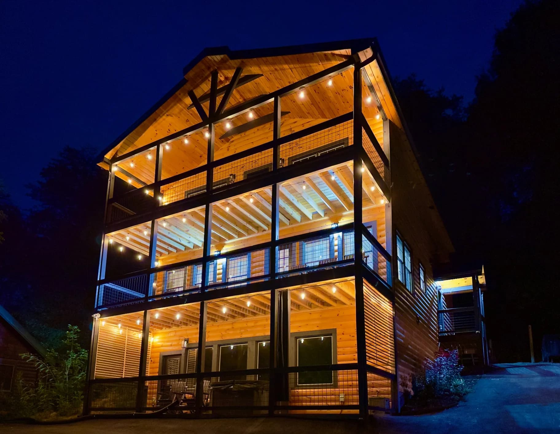 Stunning Cabin Exterior at Night