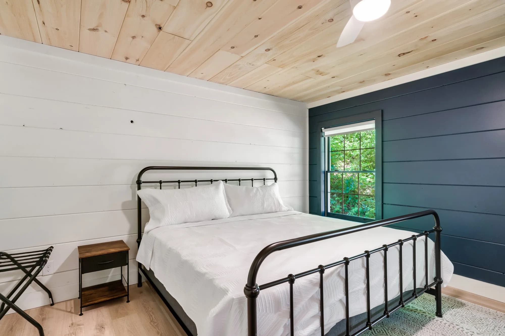 Peaceful Bedroom with Metal Frame Bed