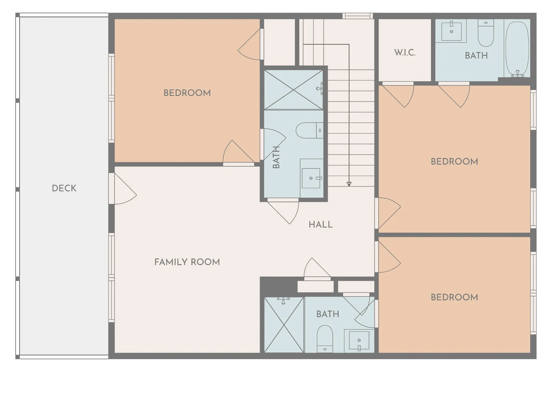 Upper Level - Bedrooms & Bathrooms